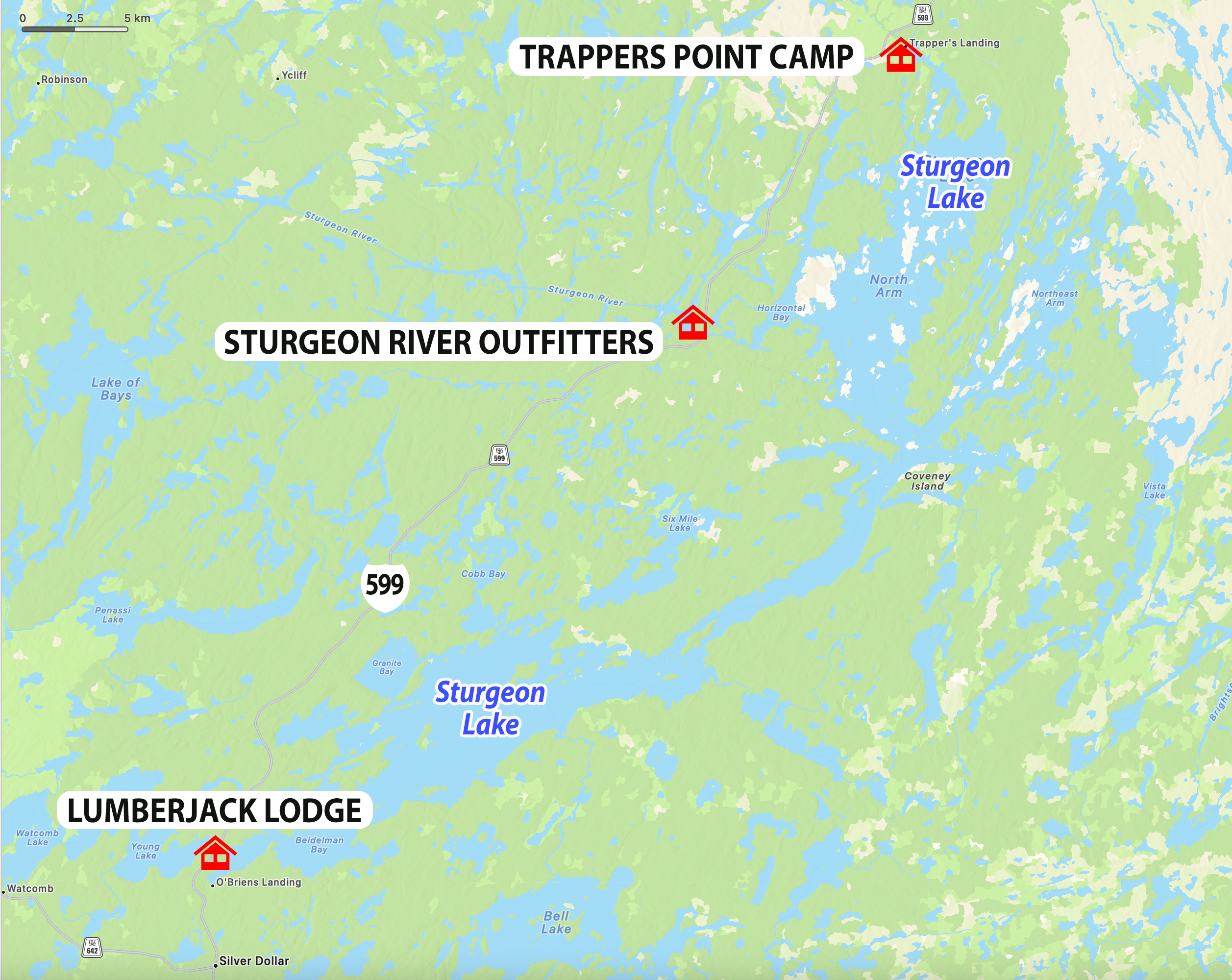 Map of Sturgeon Lake Lodges