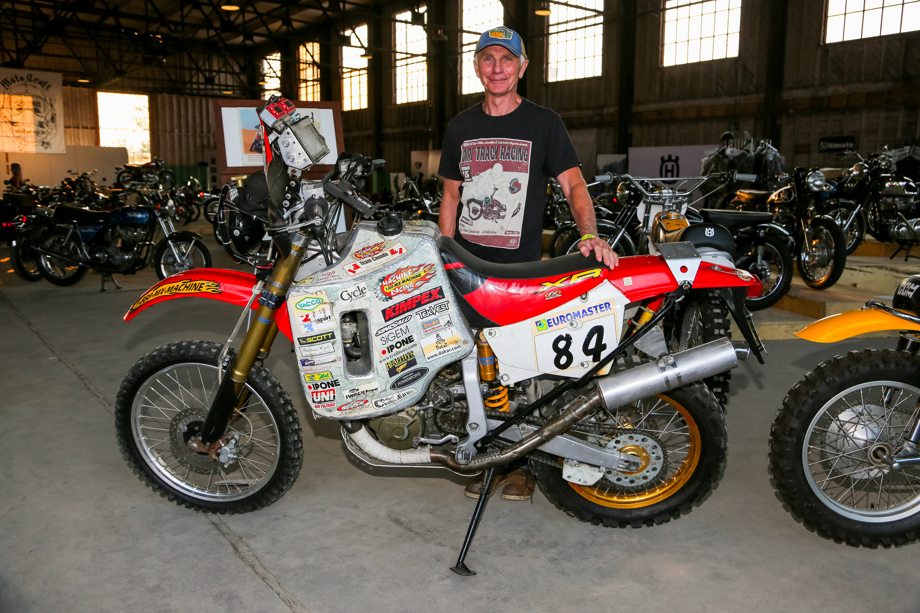 Lawrence Hacking posing with his XR 600, which used to compete in the infamous Paris to Dakar Rally.