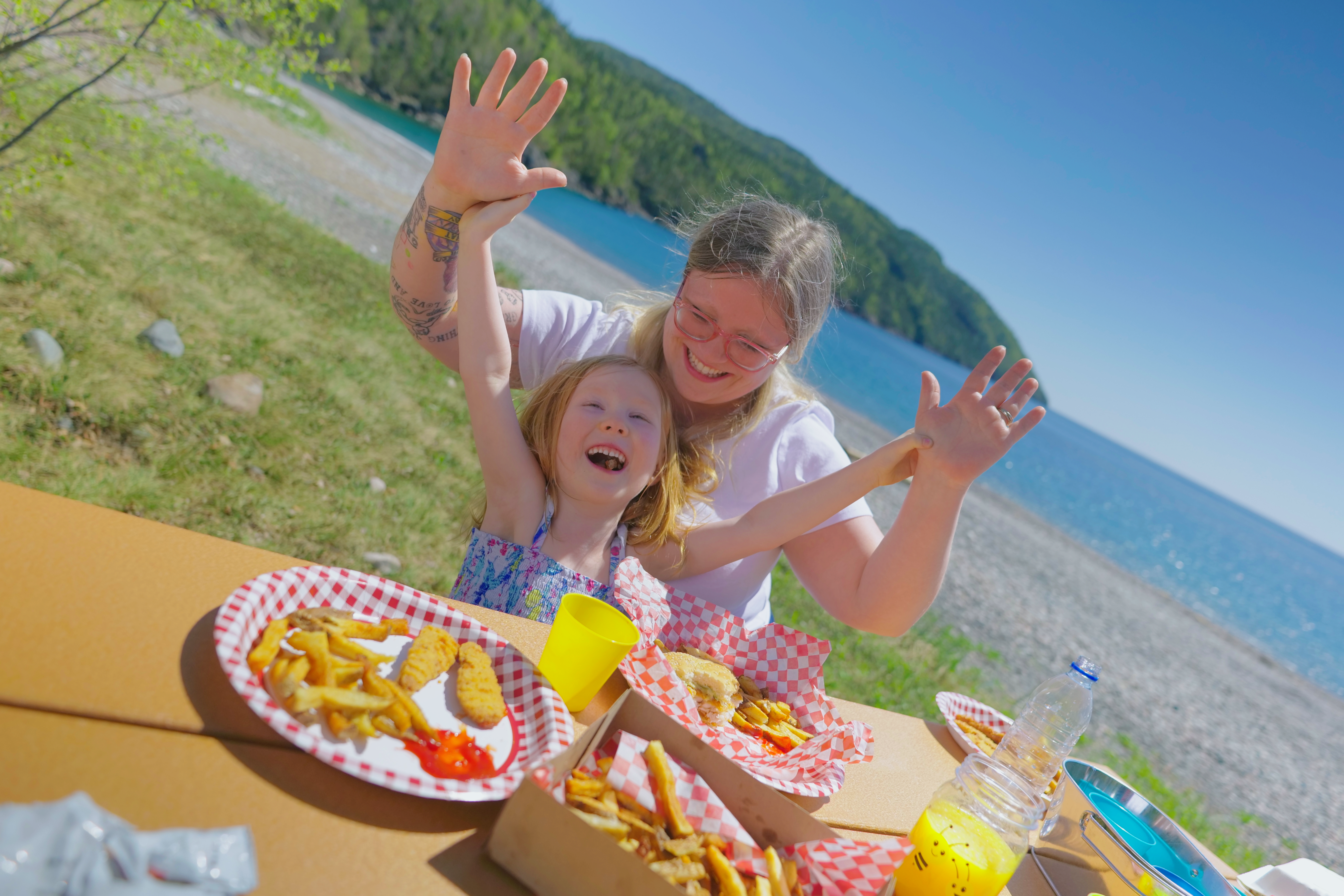 family picnic on beach
