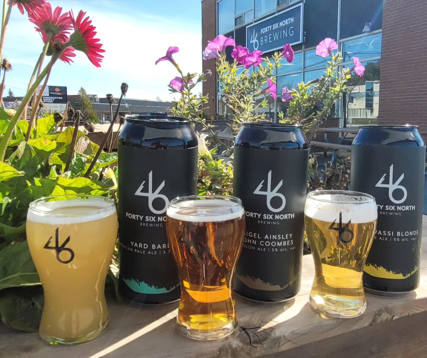 46 North beers on patio