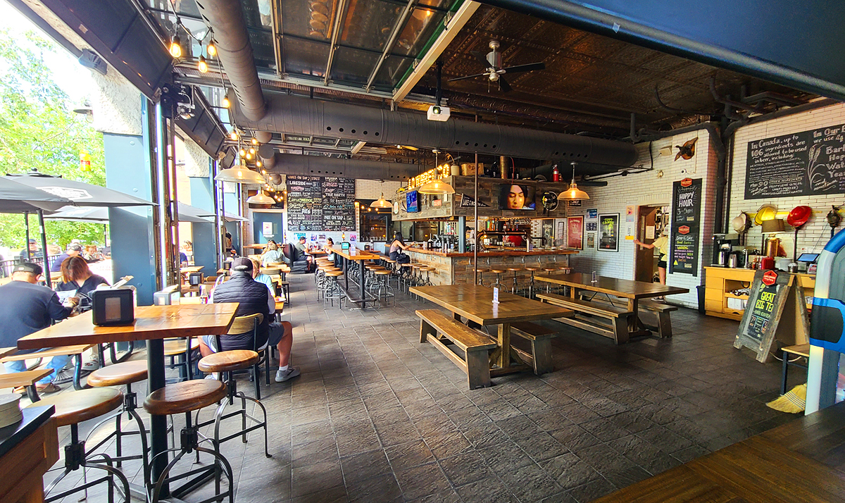 Interior Restaurant and bar at Lake of the Woods Brewing Company in Kenora, Ontario, Canada.