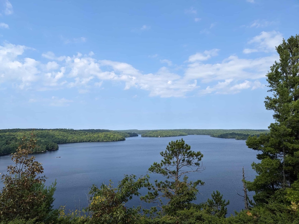 Looking out across Stormy Lake
