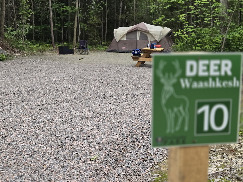 Tent on gravel campsite