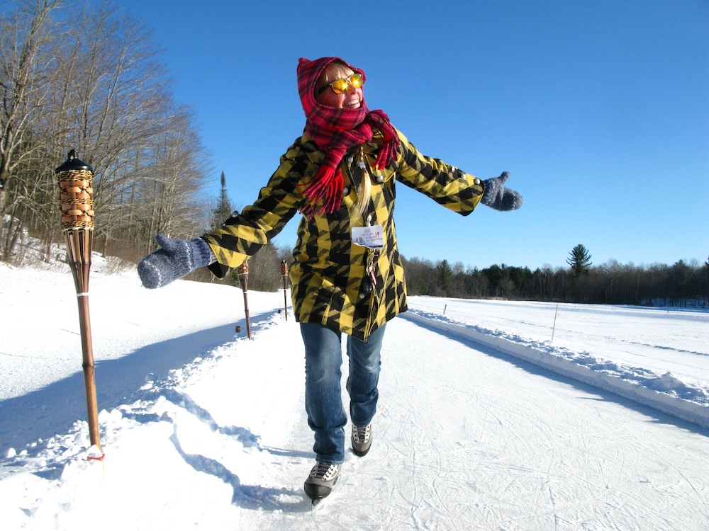 Woman skating on an ice trail