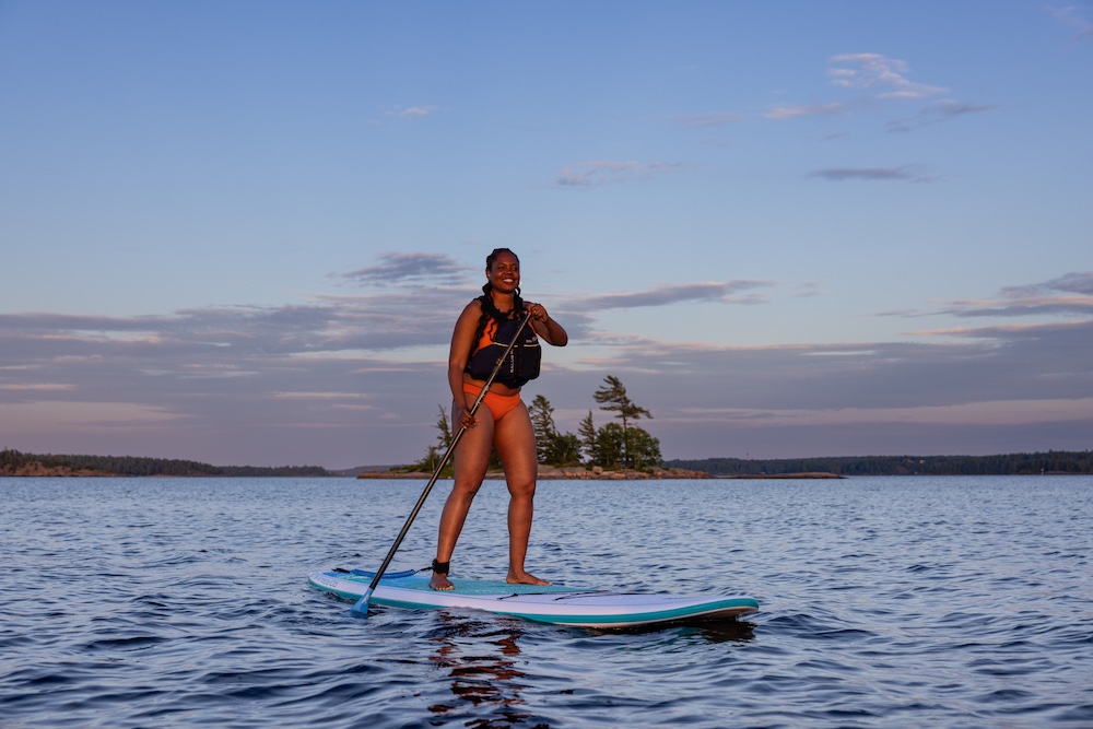Woman paddling a standup paddleboard