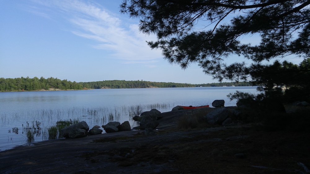 Looking out at Georgian Bay from shore