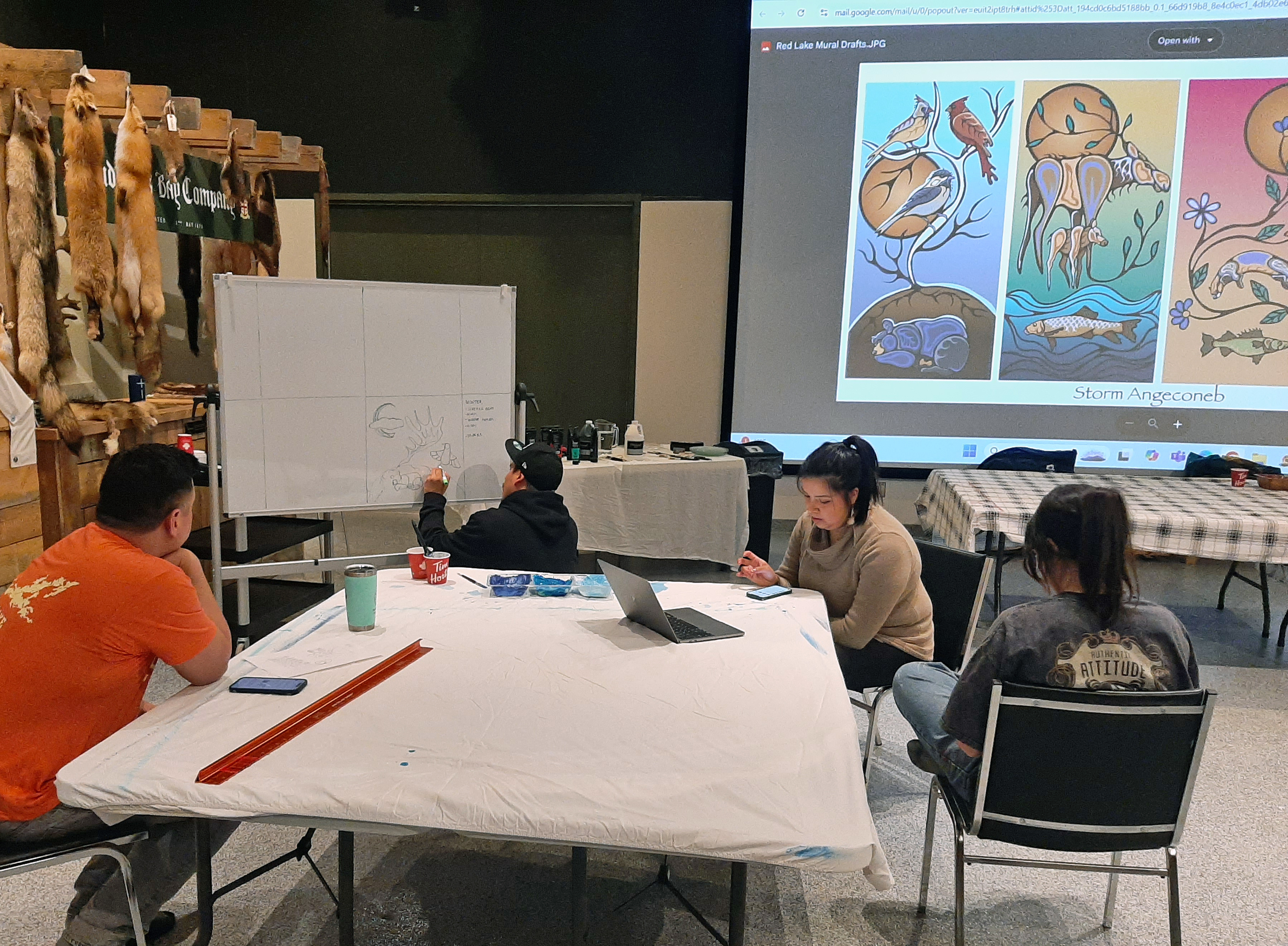 Artists reflecting and planning the mural