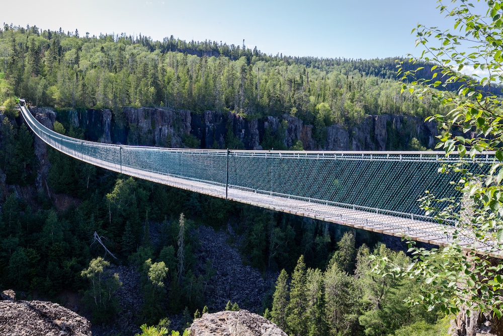Suspension bridge over canyon
