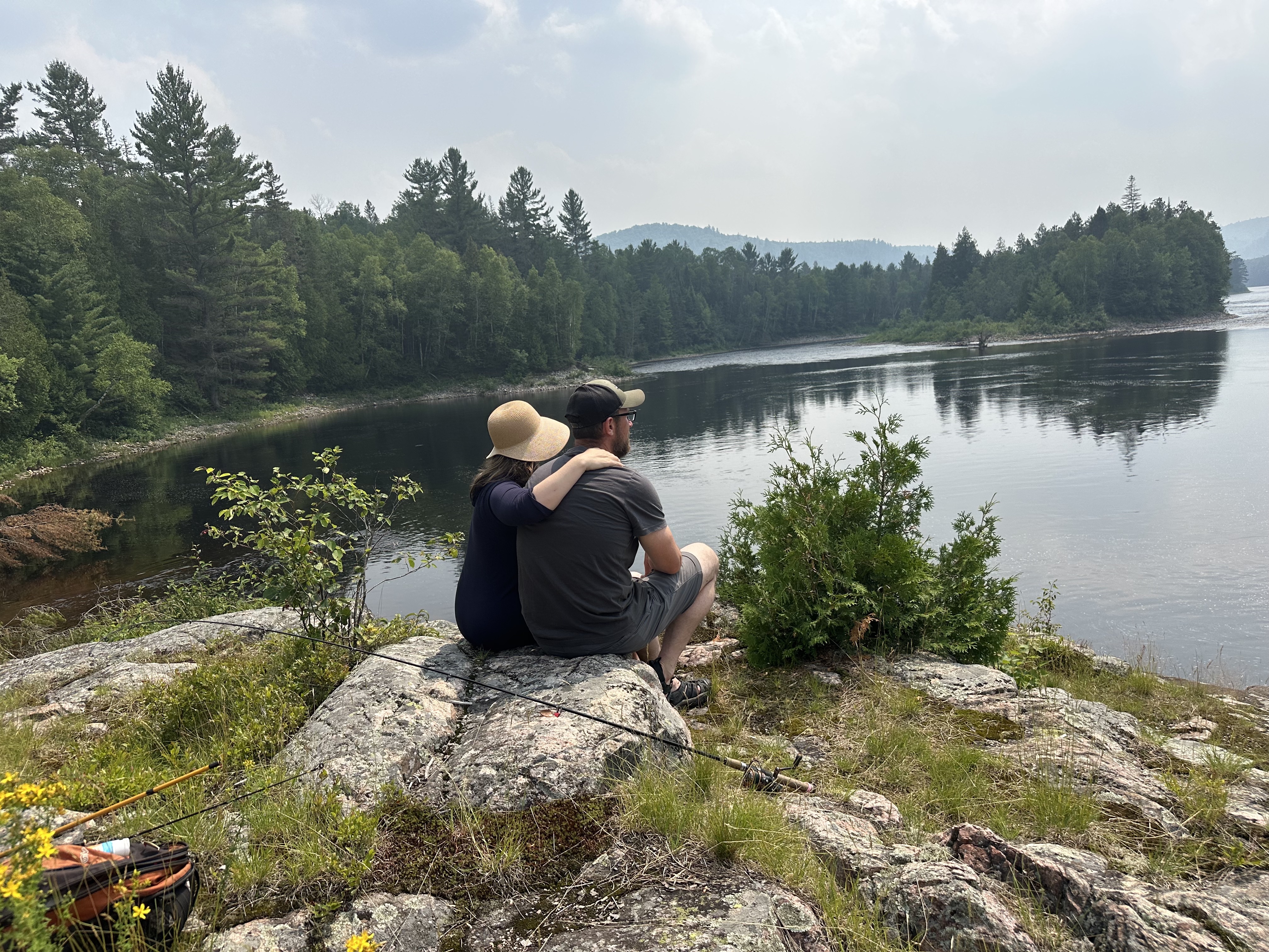 Couple looking at beautiful lake