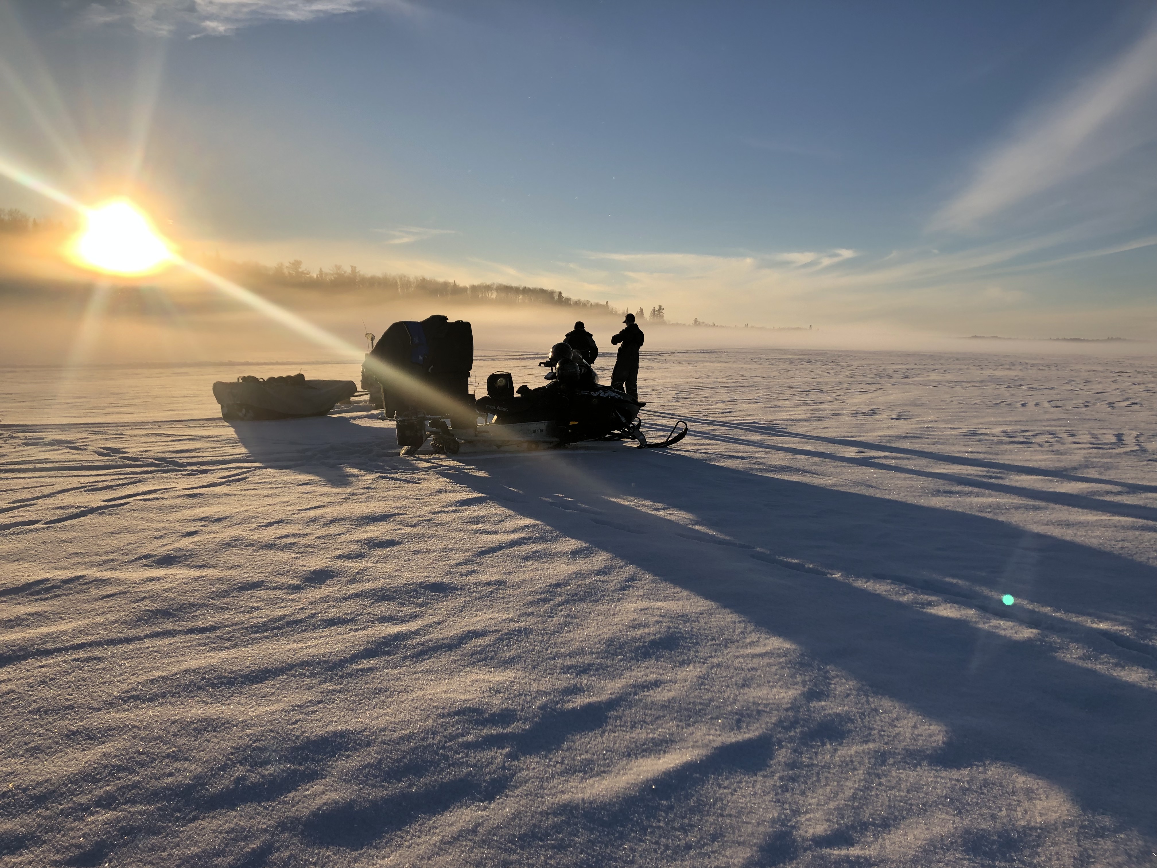 Ice fishing for lake trout.