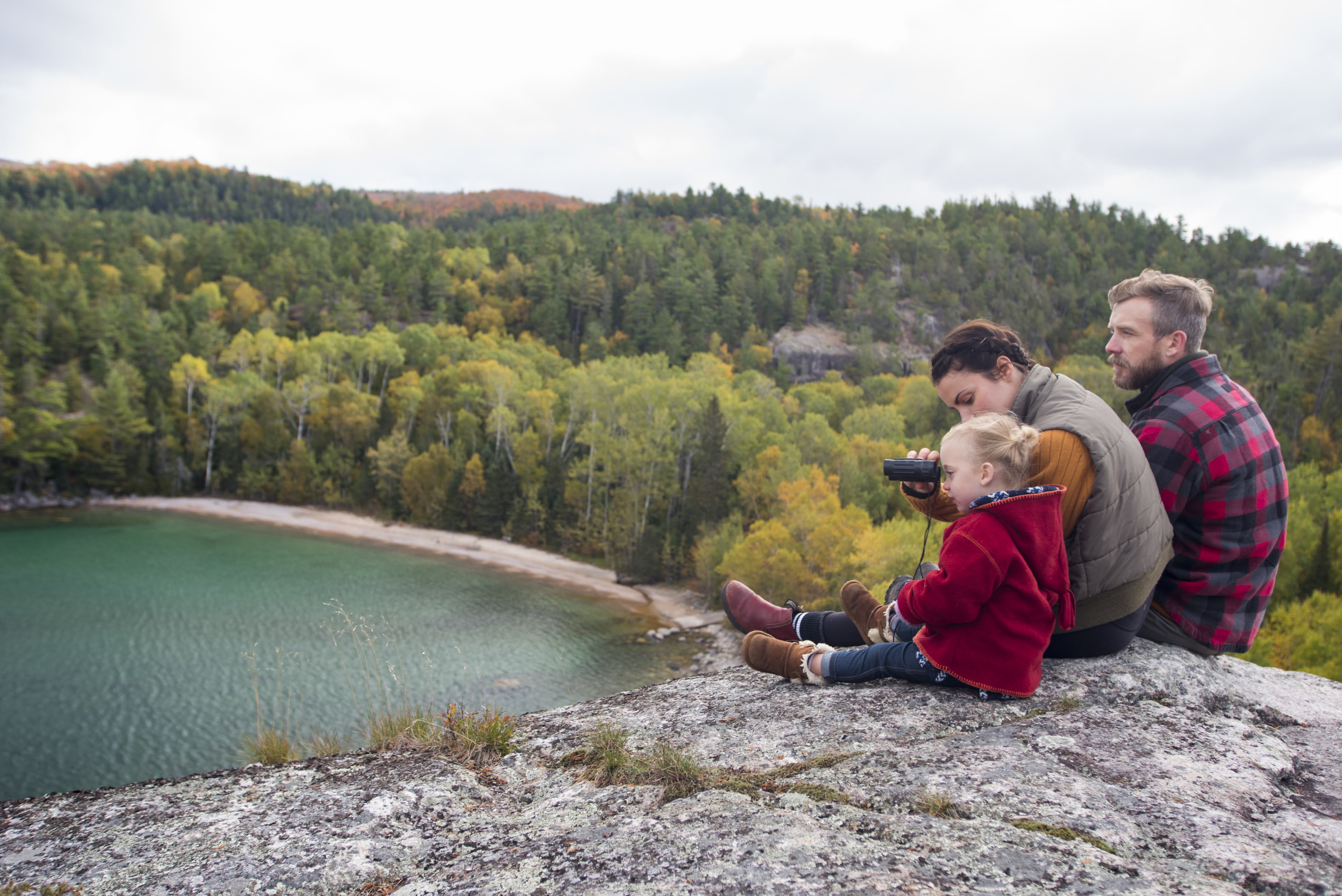 Algoma Country, Family sitting on rock at lookout