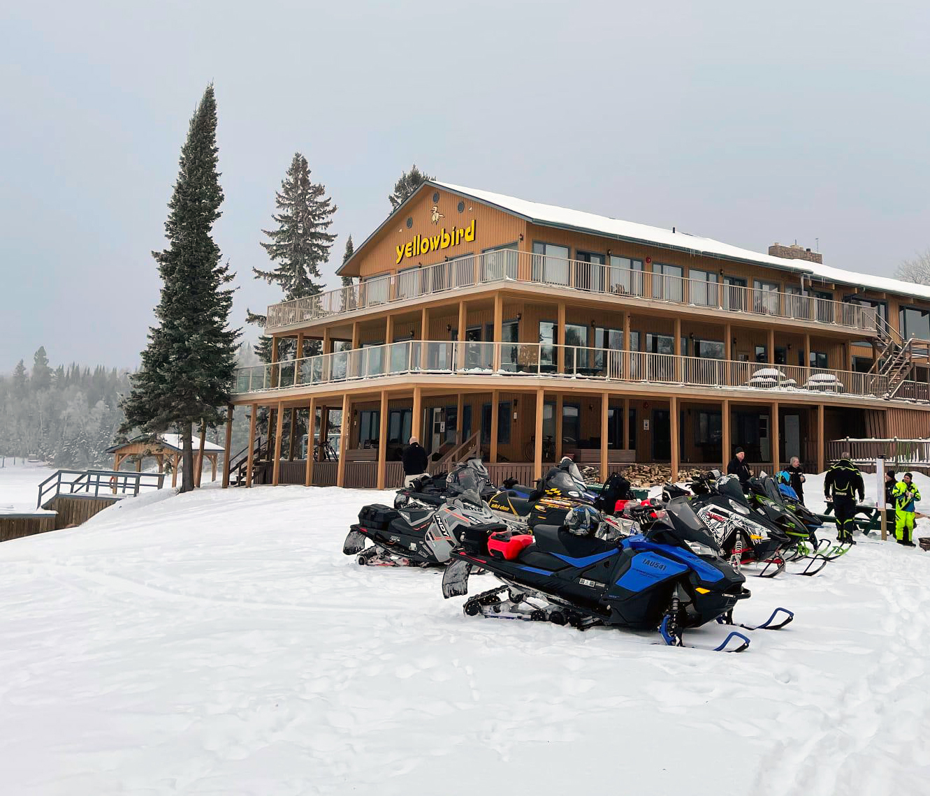 Snowmobiling at Yellowbird Lodge.
