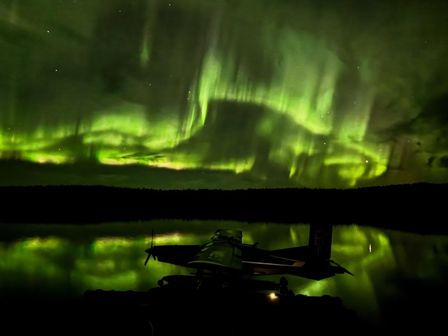 Seeing the northern lights is a major bonus of fishing here.