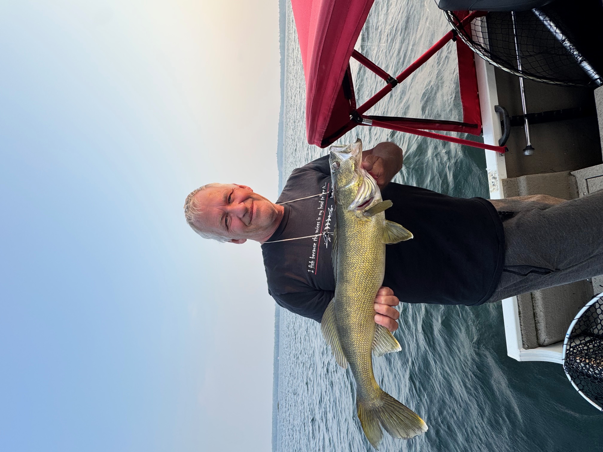 Catching and releasing big walleye.