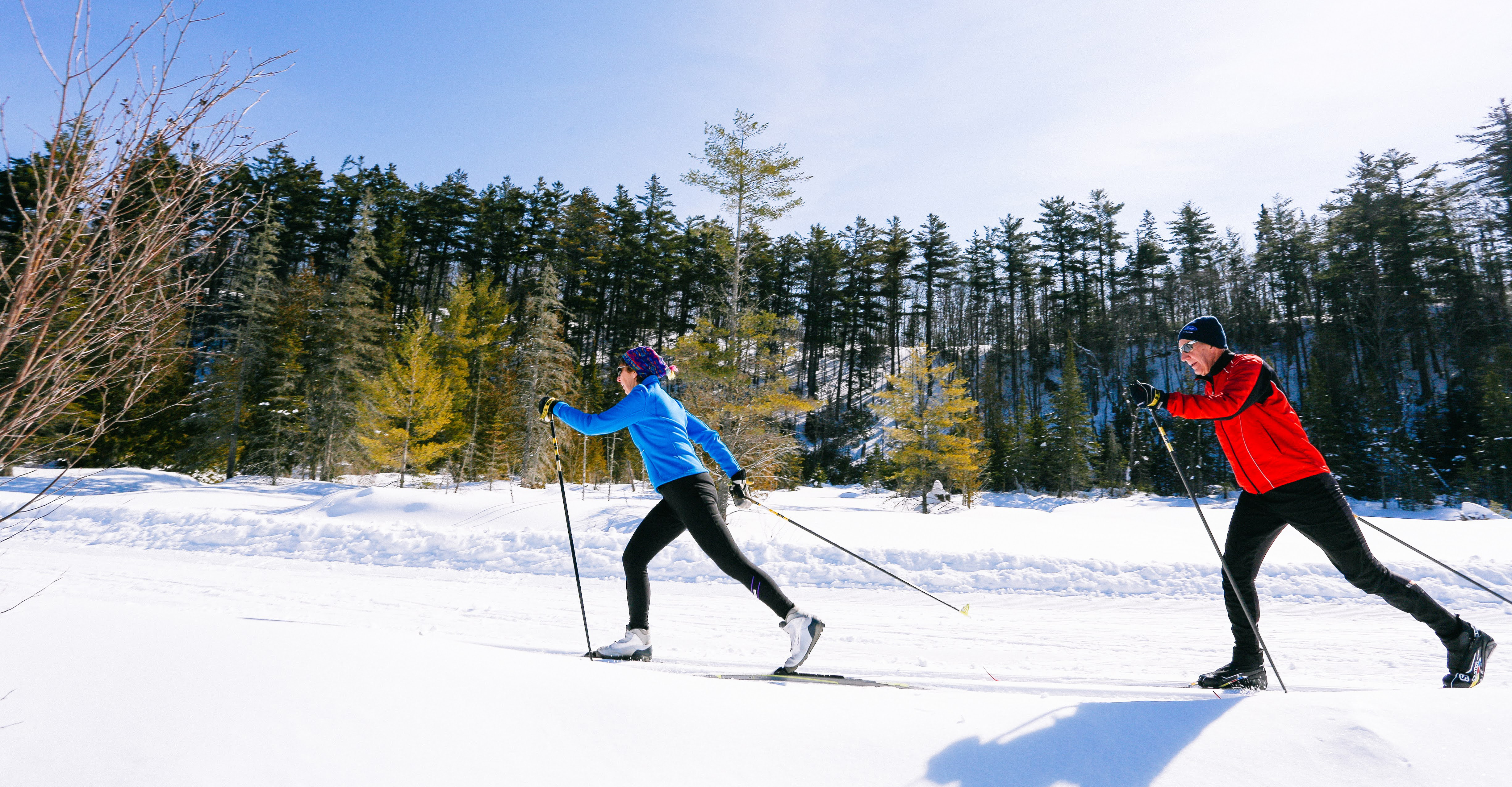 Couple XC Skiing