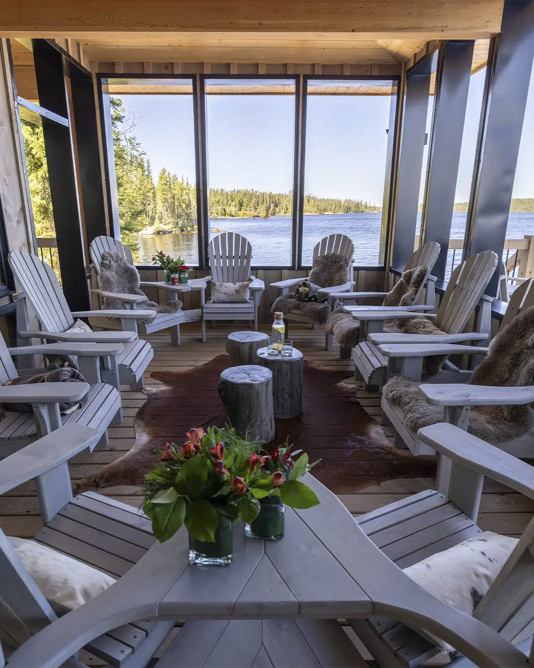 Black moose outpost on Critchell Lake screened in porch