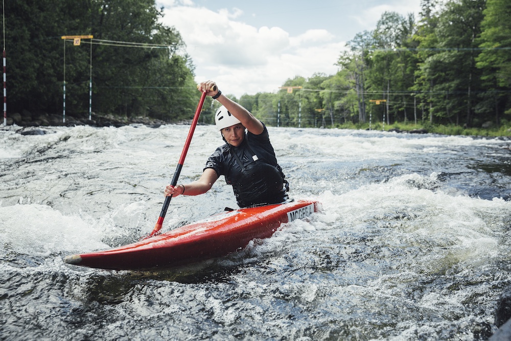 Person paddling a slalom canoe