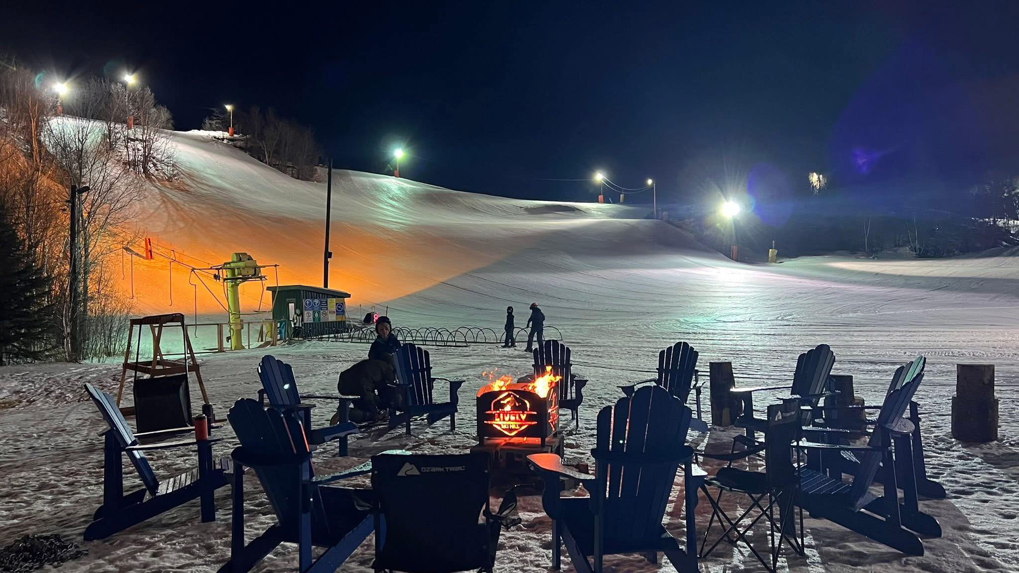Lively Ski Hill at Night