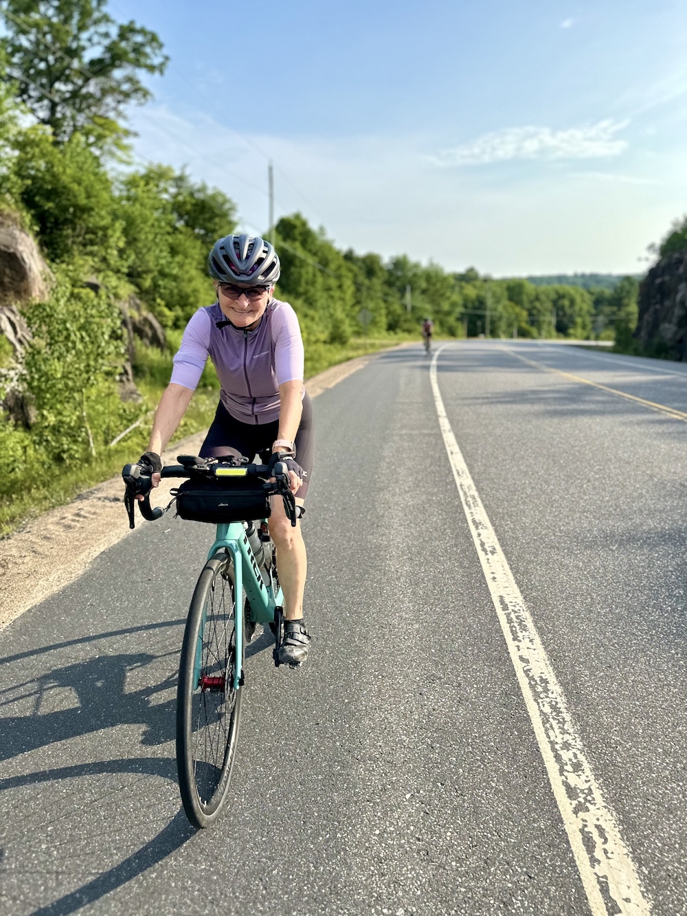 Woman on road bike