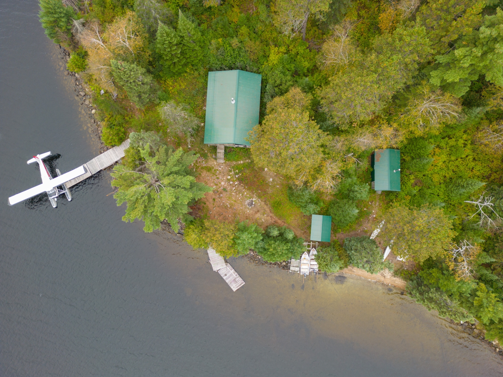 Northwest Flying ajax lake outpost cabin aerial view