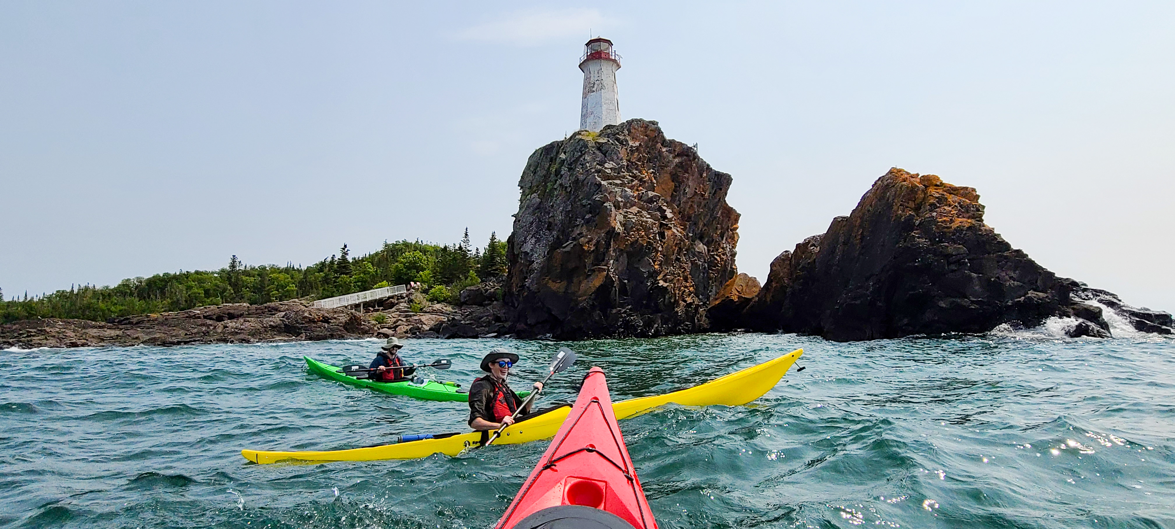 Paddlers out front Battle Island