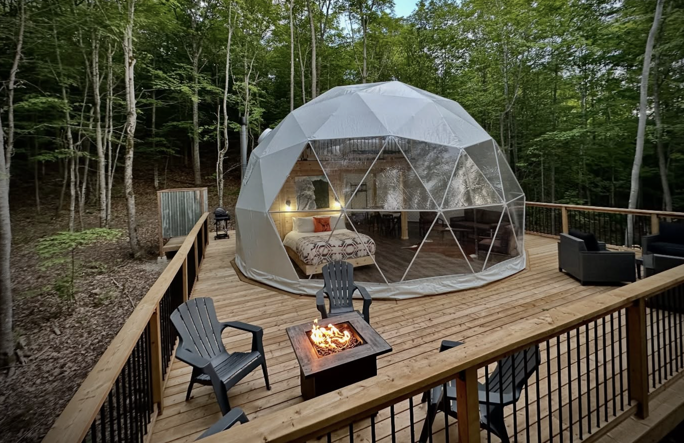 Among The Trees glamping dome in the trees
