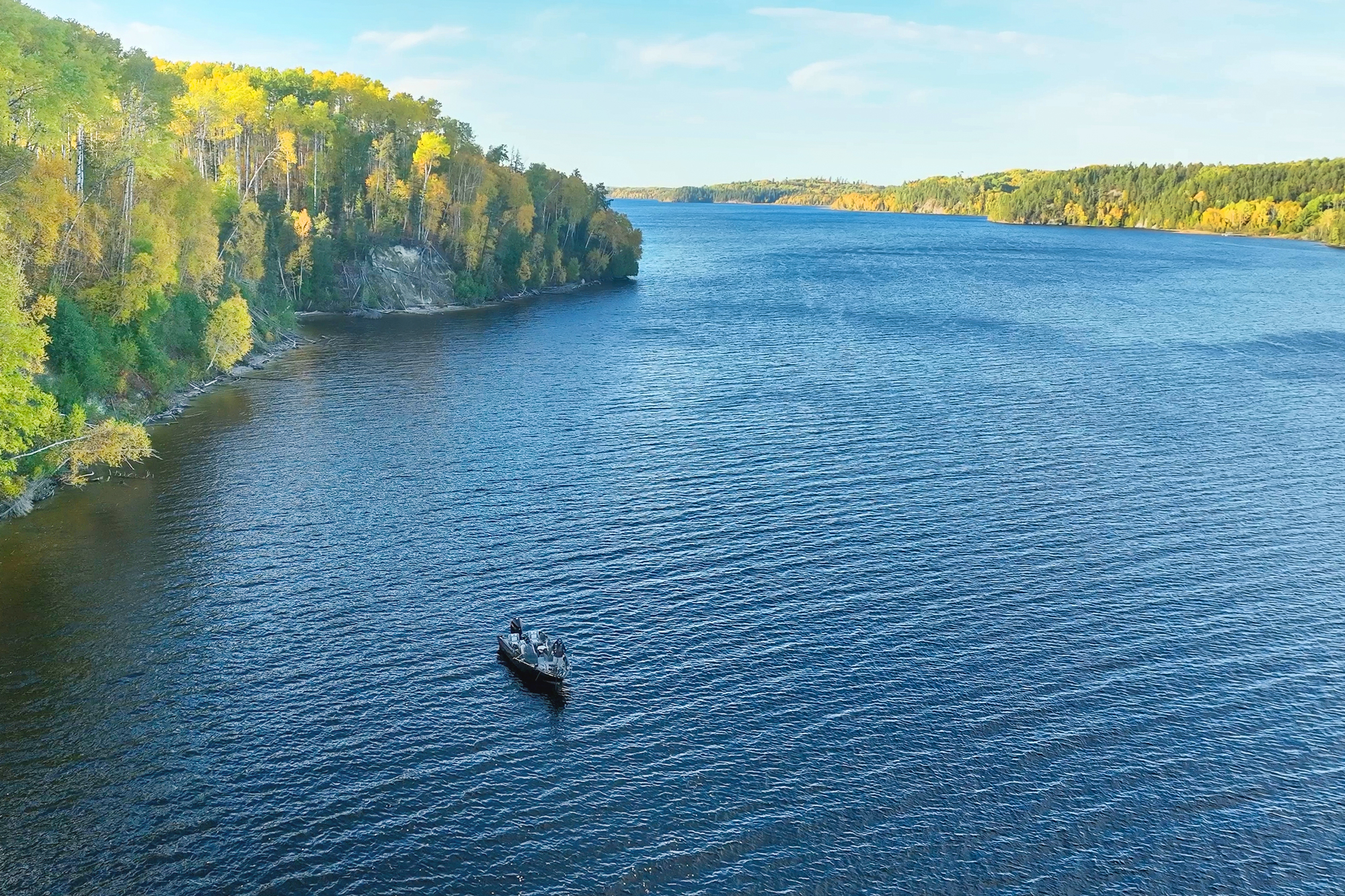 aerial lake in the fall