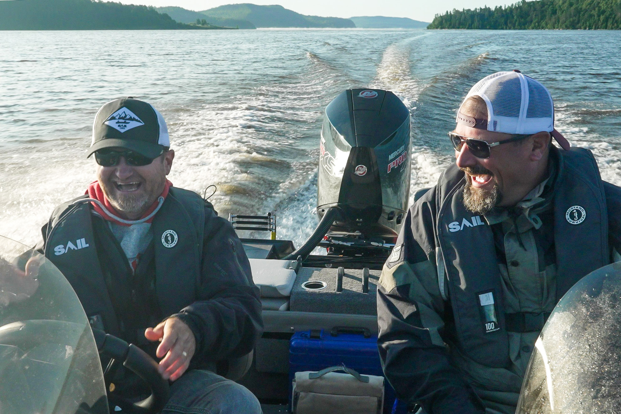 boating across a lake