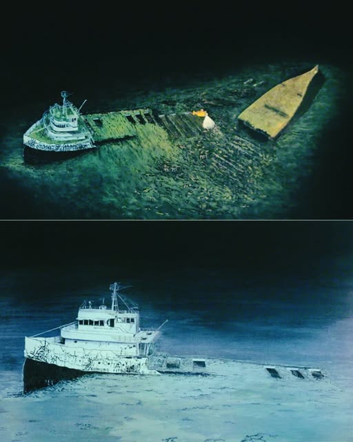 Artist rendering of the wreck site of the SS Edmund Fitzgerald.