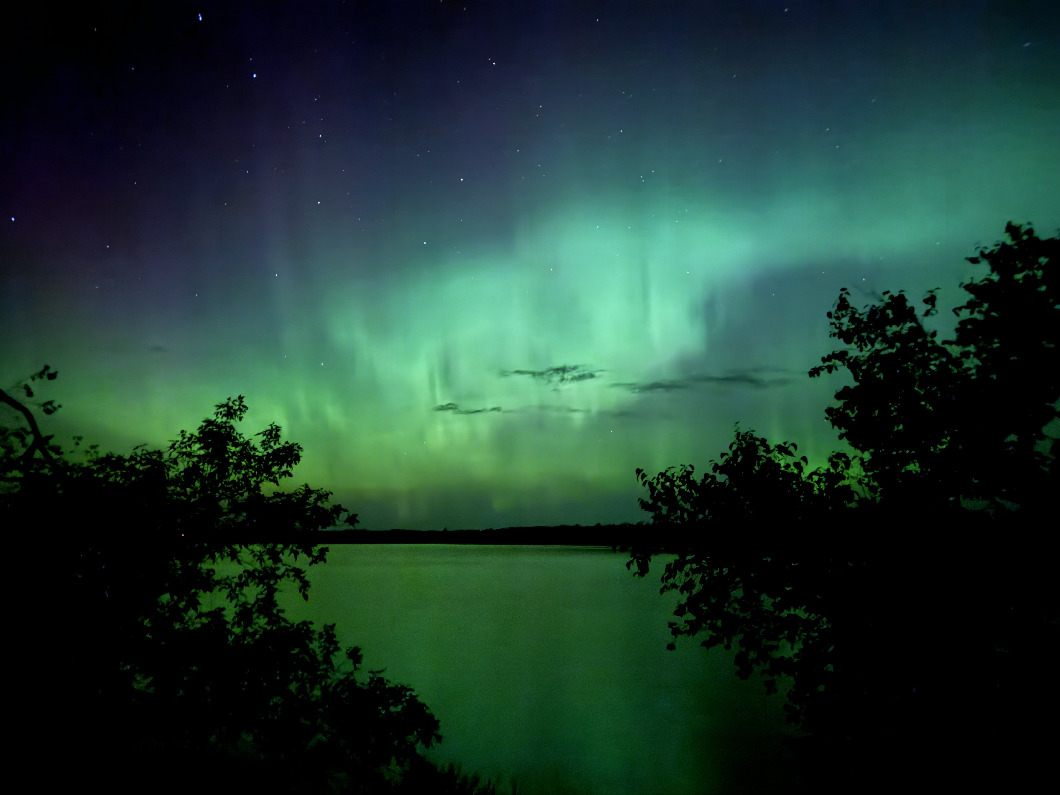 Northern Lights over Lake of the Woods in Sioux Narrows, Ontario.