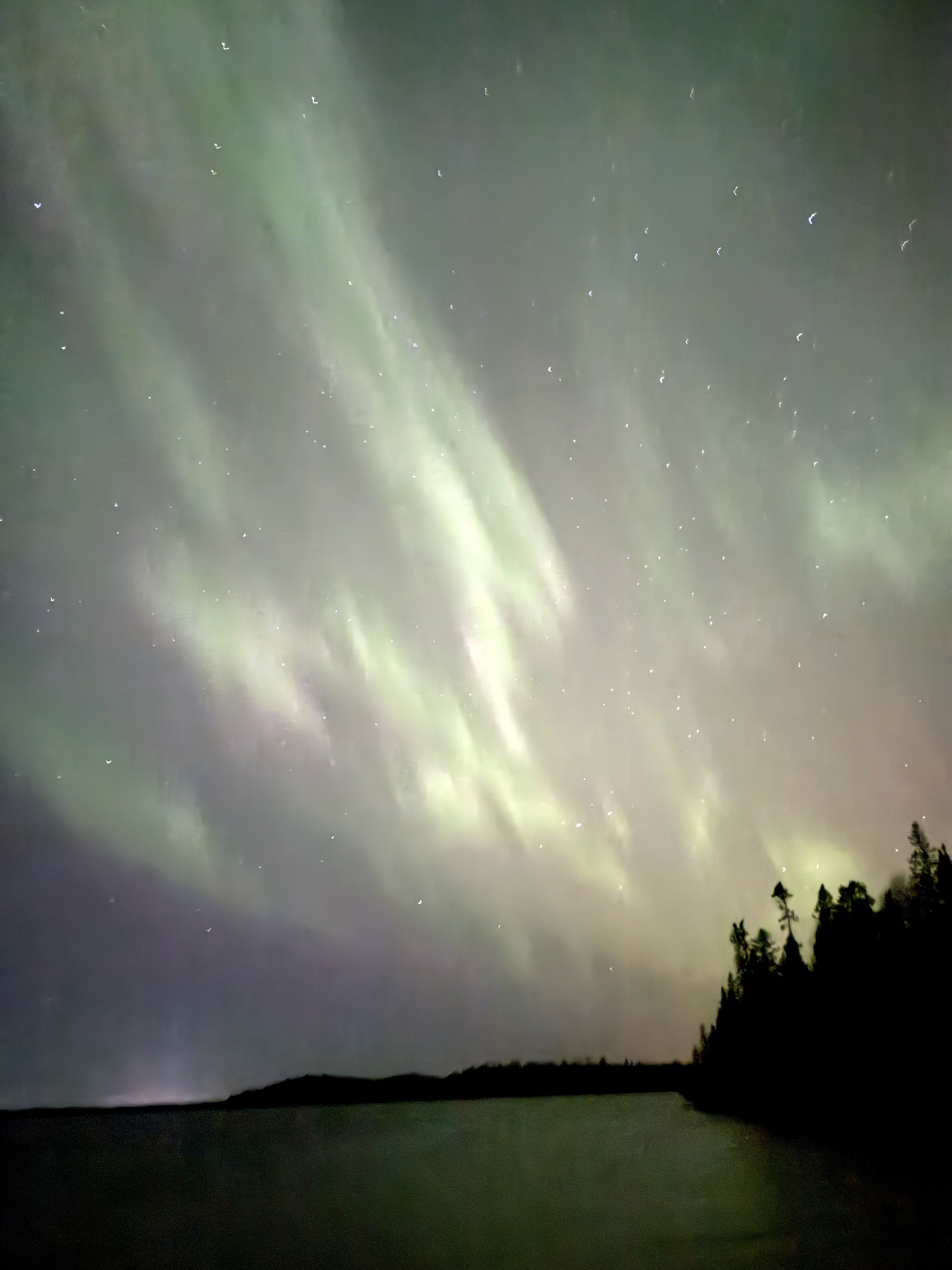 Northern lights over the lake