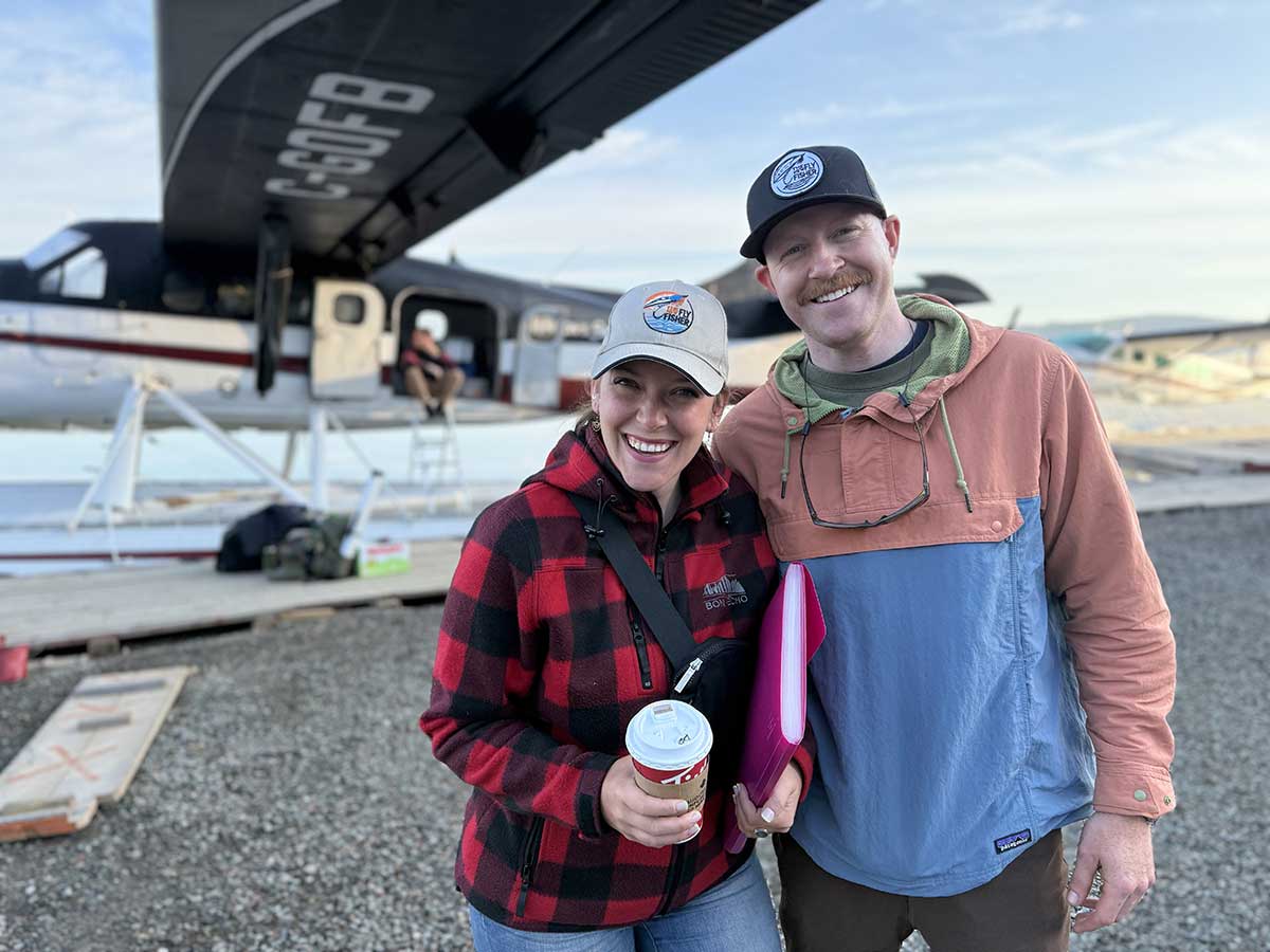 anglers disembarking floatplane