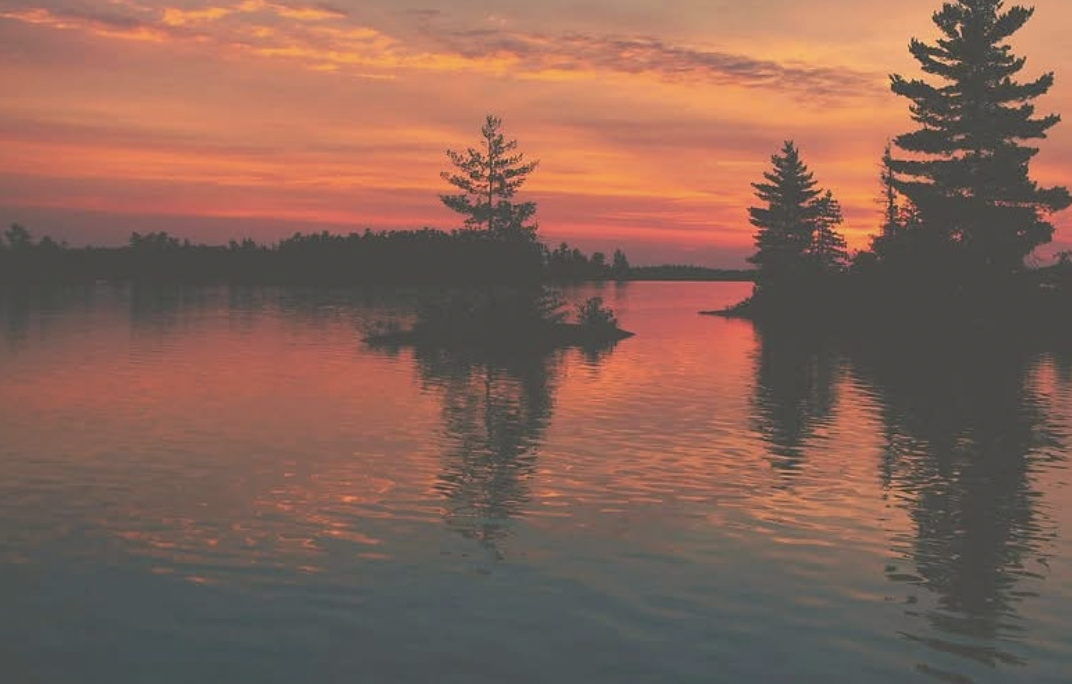 View of sunset from Riverview Cottages
