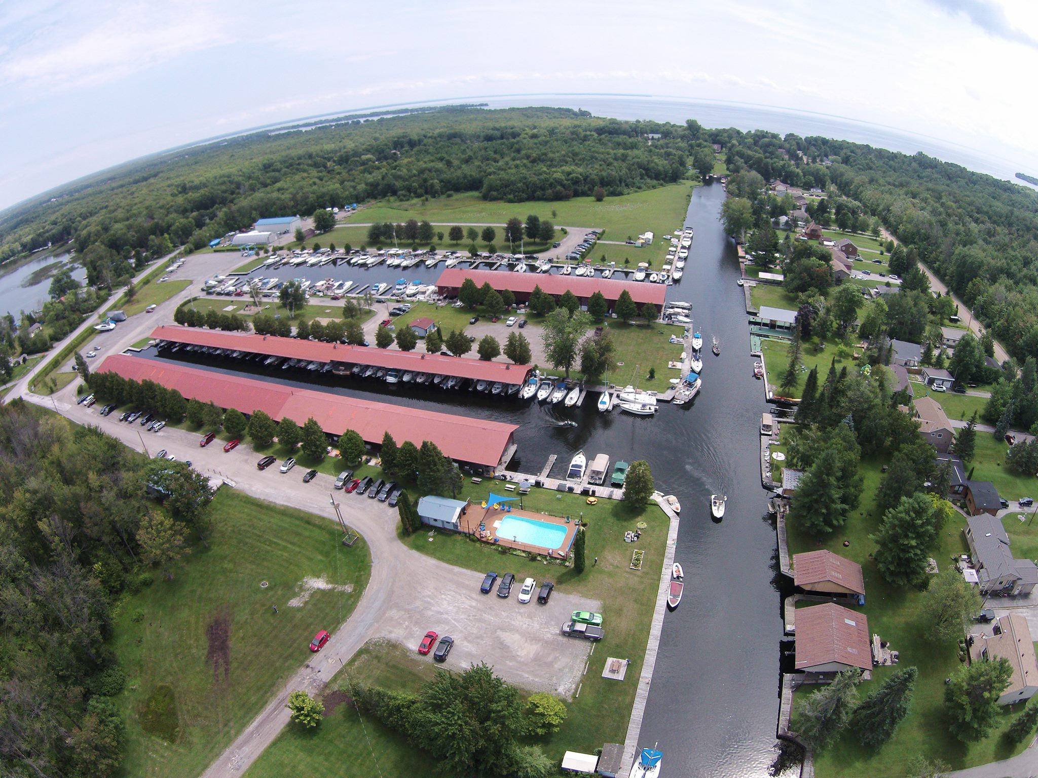 Marina del Rey in Ramara, a rural, family-friendly marina on a thickly forested shore along Lake Simcoe.