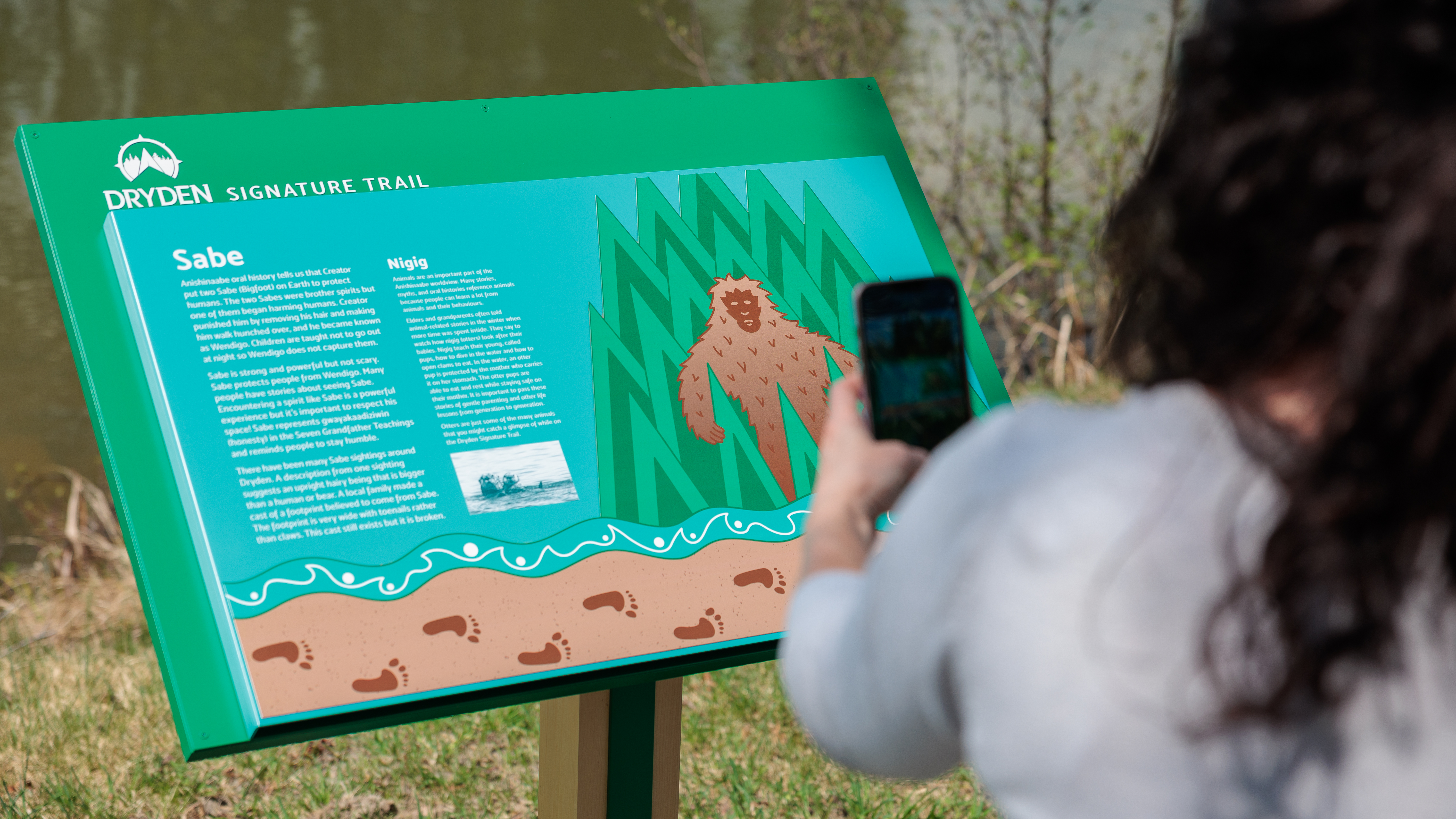 Interpretive sign along Signature Trail in Dryden.