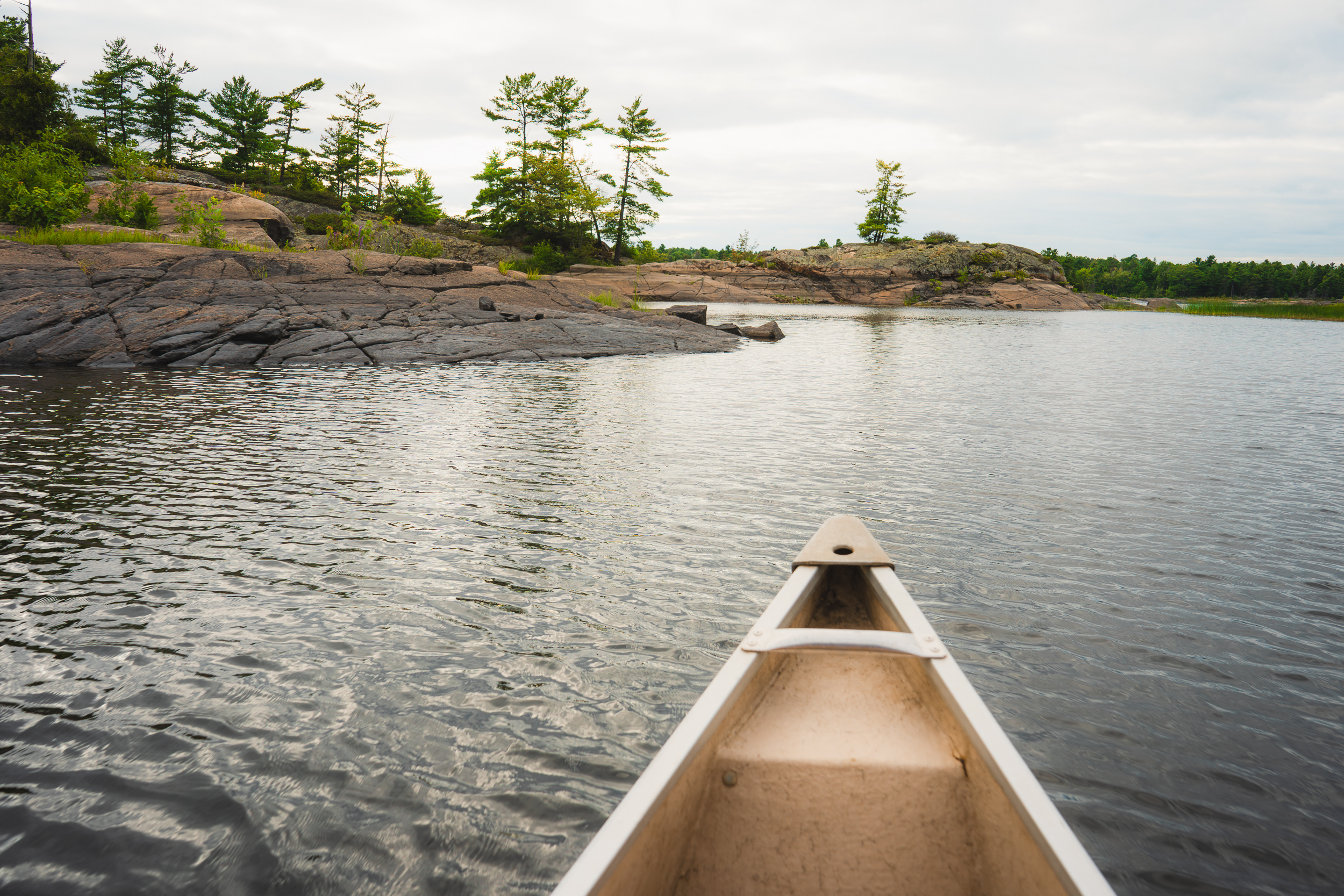 Rocky shorelines of French River Provincial Park