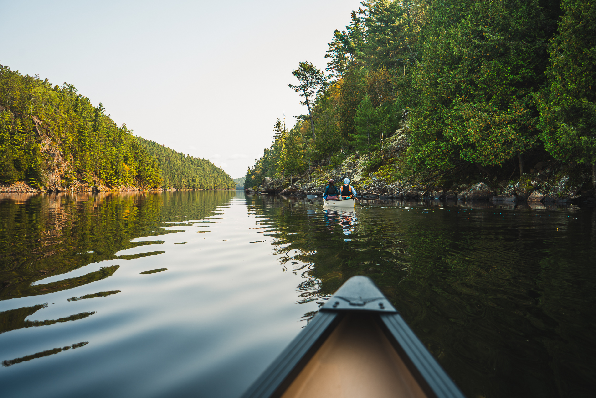 Paddling among the canyon walls of the Mattawa River.
