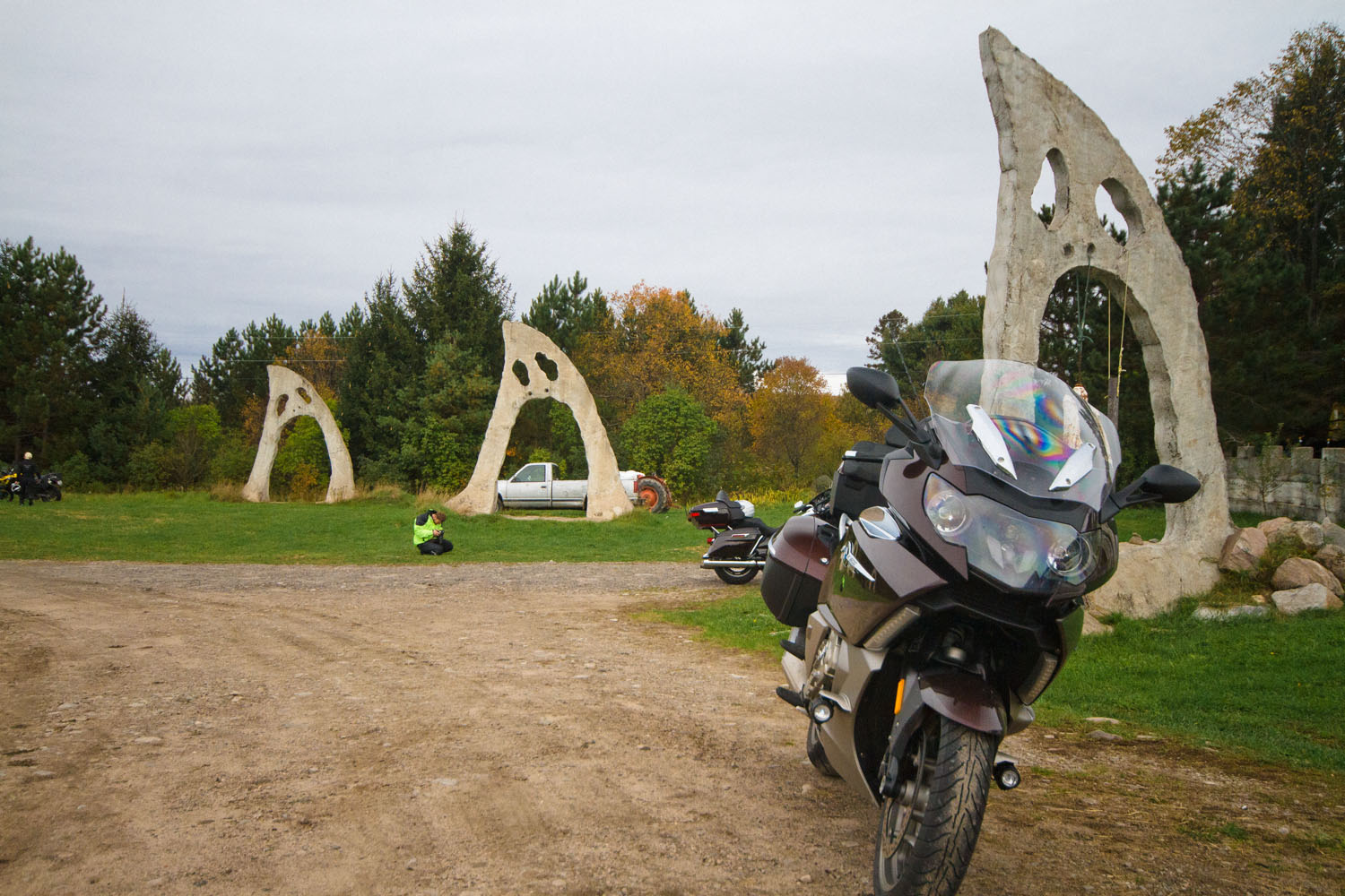Motorcycle at screaming heads in Burks Falls