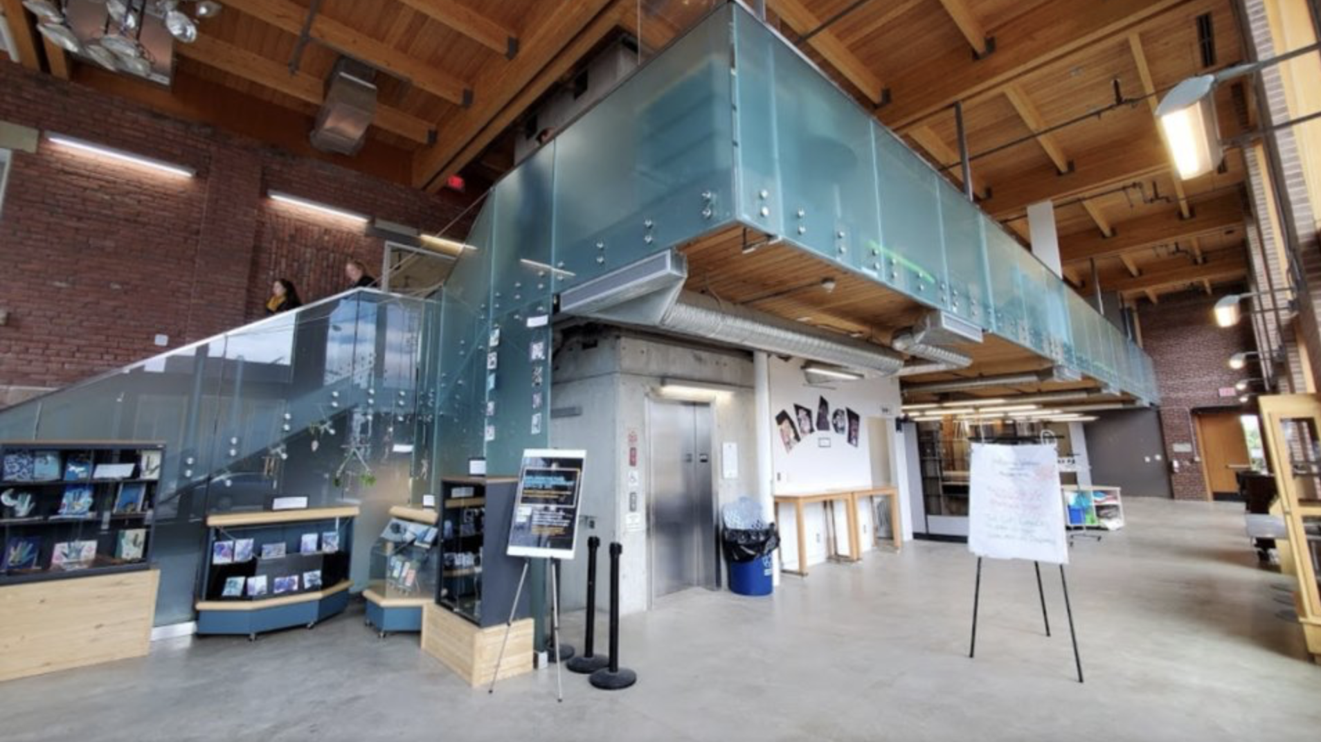 The Baggage Building Art Centre, with a large, open and well-lit meeting space with clean and modern styling.