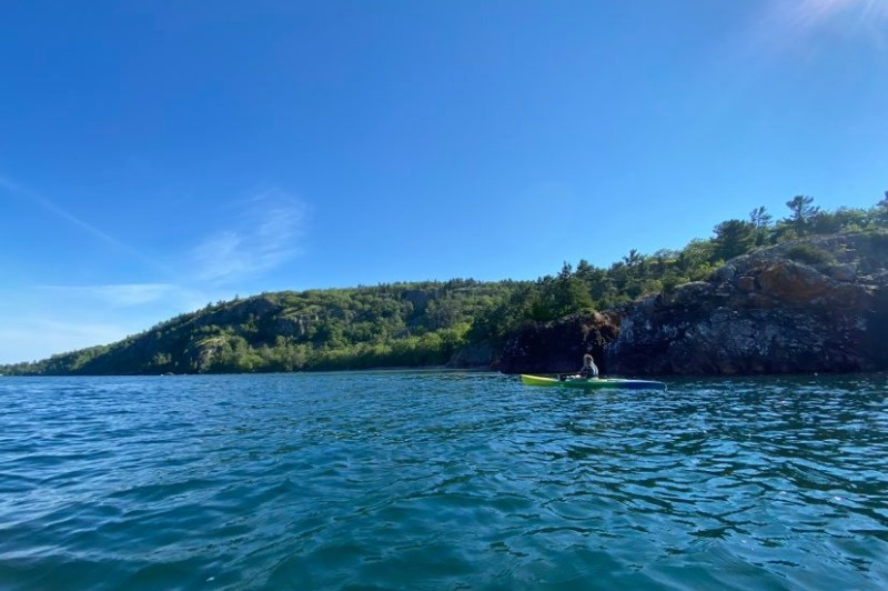Paddling Lake Superior at Gros Cap