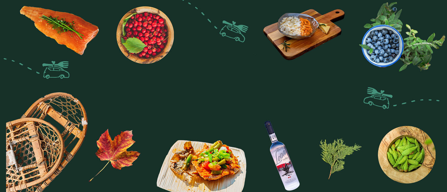 royal winter fair header image - blueberries, raspberries, snowshoes, salmon
