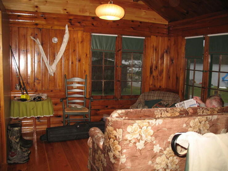 interior of cabin marten river lodge
