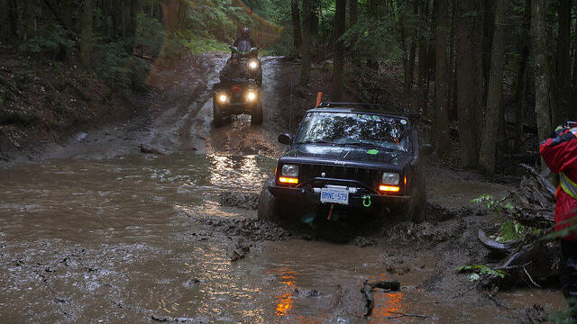 jeep in water