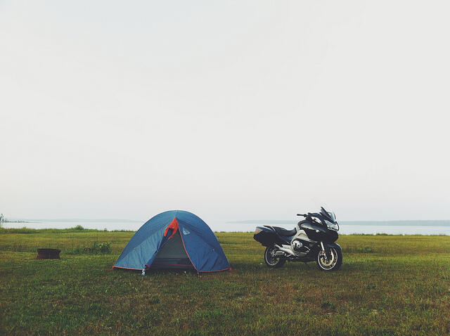 tent and bike