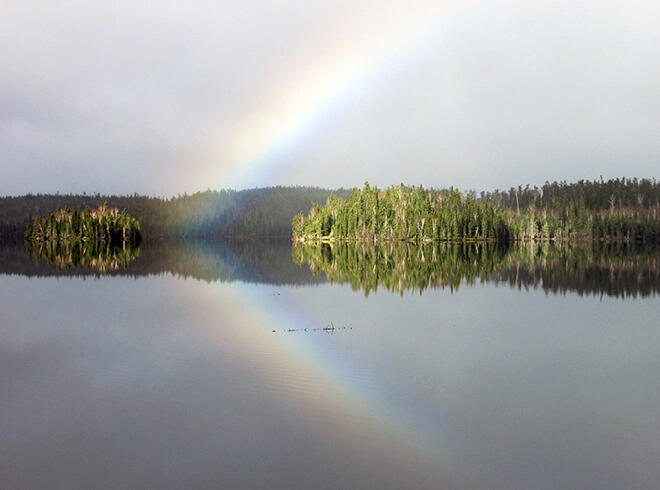 Beautiful rainbow over Douglas Lake