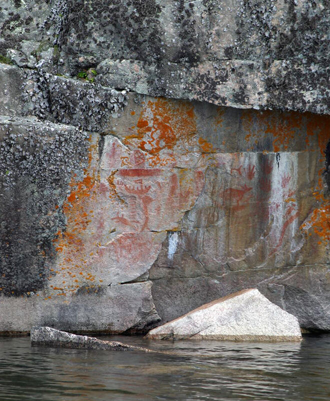 Petroglyphs can be found on many rock faces in Northwest Ontario