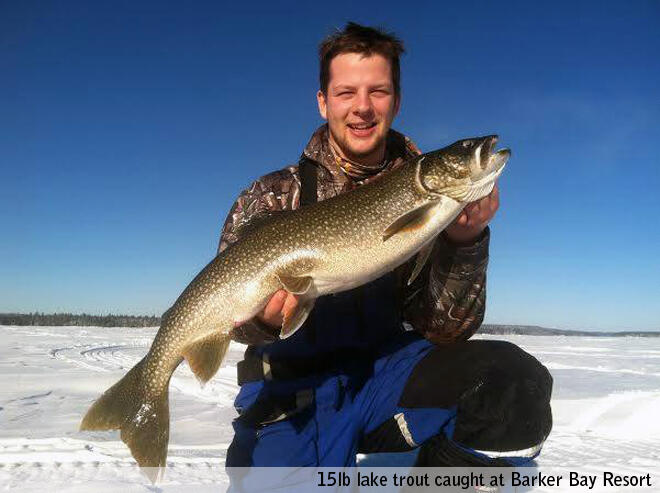 15lb lake trout caught at Barker Bay Resort