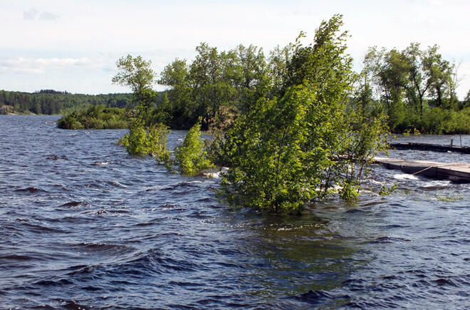 High water at Labelle's Birch Point Camp
