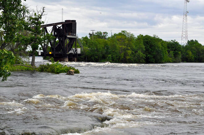 Raging waters at Point Park in Fort Frances. Photo courtesy of fort Frances Times.
