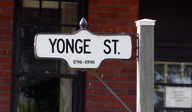 Yonge Street's terminus is at Rainy River, Ontario